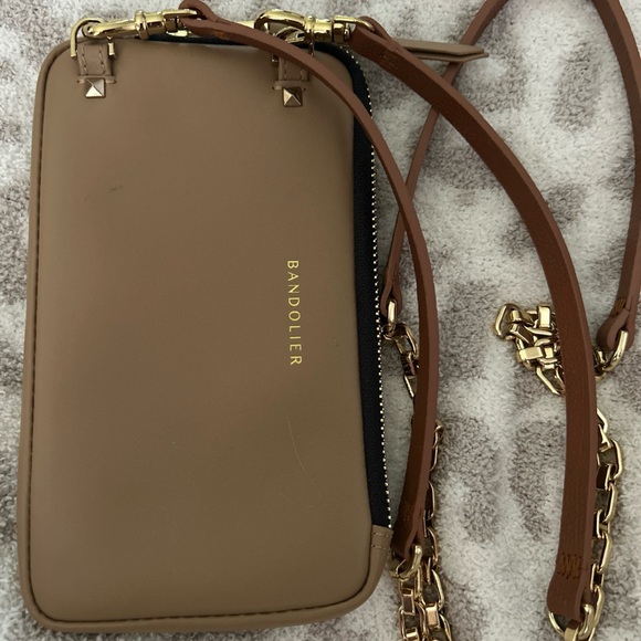 Bandolier Handbags - Bandolier Brown Expanded Pouch Crossbody Bag with Gold Accents